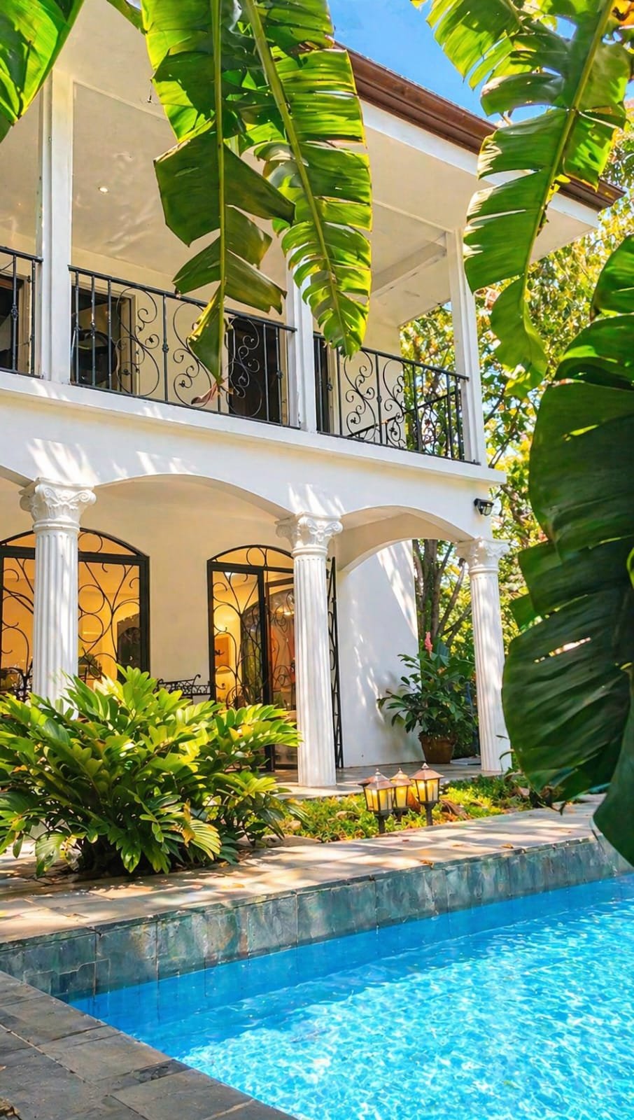 Scenic view of the villa from the jacuzzi